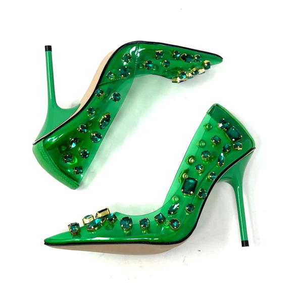 Good American Diamonds Are Forever Heels Size 11 Summer Green GSH008-X - Picture 3 of 9